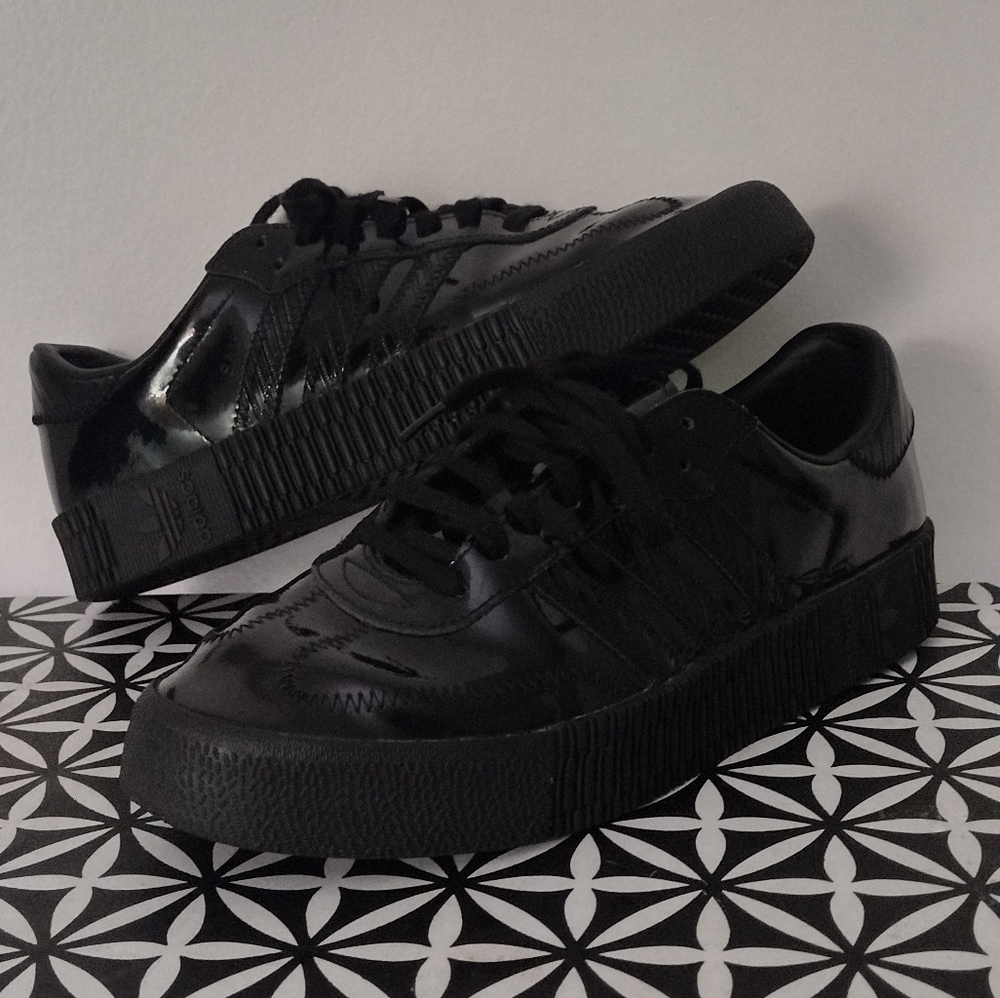 Adidas Sambarose Black Patent Leather Shoes